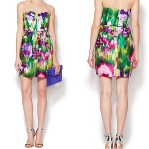 Shoshanna strapless sweetheart watercolor dress